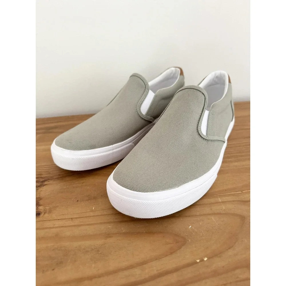 J. Crew Men's‎ Canvas Slip On Casual Sneakers Khaki Tan Size